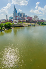 Poster - Nashville, Tennessee downtown skyline and streets