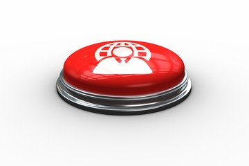 Poster - Composite image of businessman and sphere graphic on button