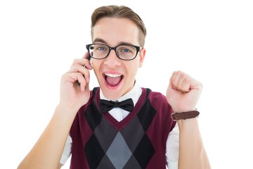 Poster - Geeky hipster talking on the phone