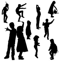 Wall Mural - Vector silhouette of children.