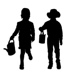 Poster - Vector silhouette of children.