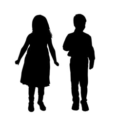 Sticker - Vector silhouette of children.