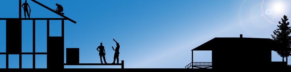 Poster - Vector silhouette of workers.