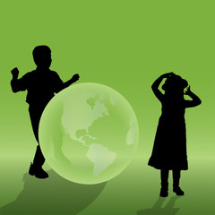 Wall Mural - Vector silhouette of a children.