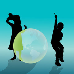 Wall Mural - Vector silhouette of a children.