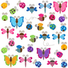 Large Vector Collection Of Patchwork And Baby Shower Themed Bugs