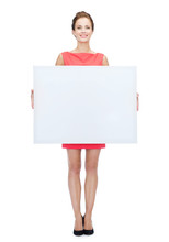Smiling Young Woman With Blank White Board
