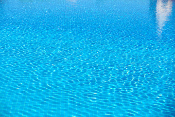 Blue water in swimming pool