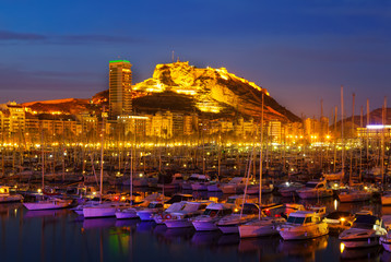 Wall Mural - Port of Alicante in night