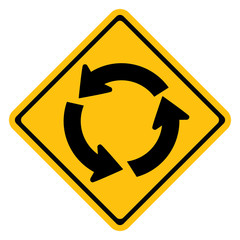 Wall Mural - Warning traffic sign, Roundabout