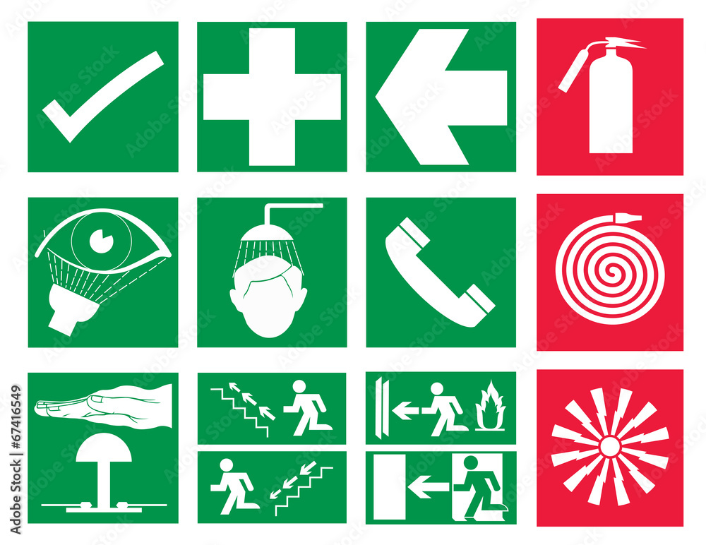 Rescue and emergency Sign & Fire safety sign Stock Vector | Adobe Stock