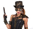 © ZoomTeam - Steampunk isolated woman. Fantasy fashion for cover.