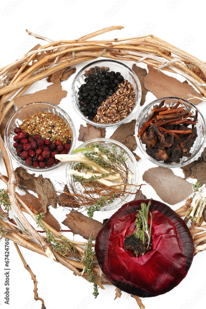 Traditional chinese herbal medicine ingredients, close-up