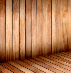 Poster - Empty wooden room,interior background,perspective view