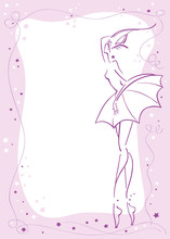 Stylish Card With Stylized Ballerina, Pale Pink Background