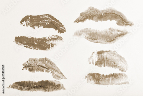 Obraz w ramie Imprint of lipstick
