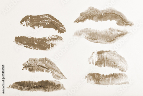 Naklejka na drzwi Imprint of lipstick