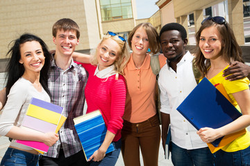 Wall Mural - Group of diverse students outside