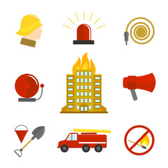 Canvas Print - Firefighting icons flat