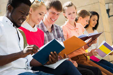 Wall Mural - Group of university students studying