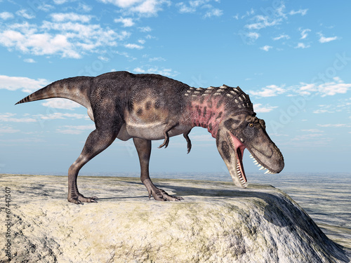 Nowoczesny obraz na płótnie Ogromny dinozaur na pustynnej górze