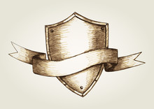 Sketch Illustration Of A Shield Emblem