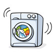 vector illustration with washer machine working
