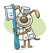 cartoon dog - veterinarian character with toothbrush