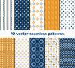 10 retro vector seamless patterns. Set of tiled geometric orname