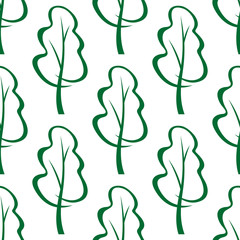 Poster - Stylized green trees sketch seamless pattern