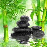 Fototapeta Dziecięca - spa Background -  black stones and bamboo on water