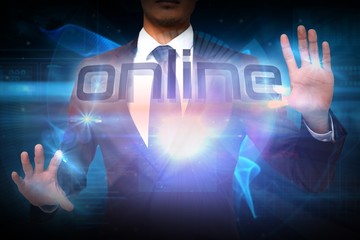 Aufkleber - Businessman presenting the word online