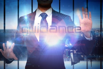 Poster - Businessman presenting the word guidance