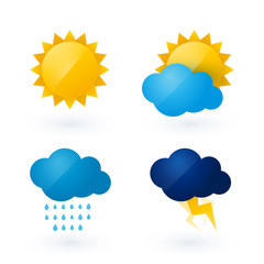 Wall Mural - icons for weather with sun and cloud motif