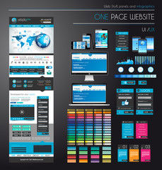 One page website flat UI UXdesign template.