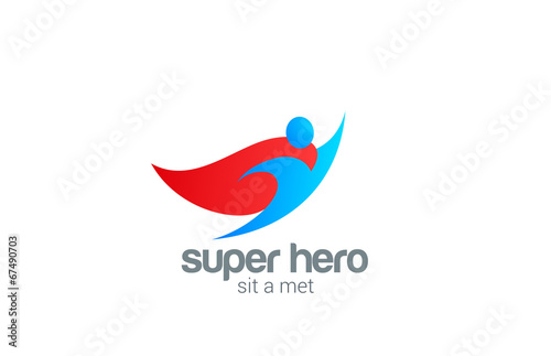 Fotografía Super Hero abstract Flying Character vector logo design