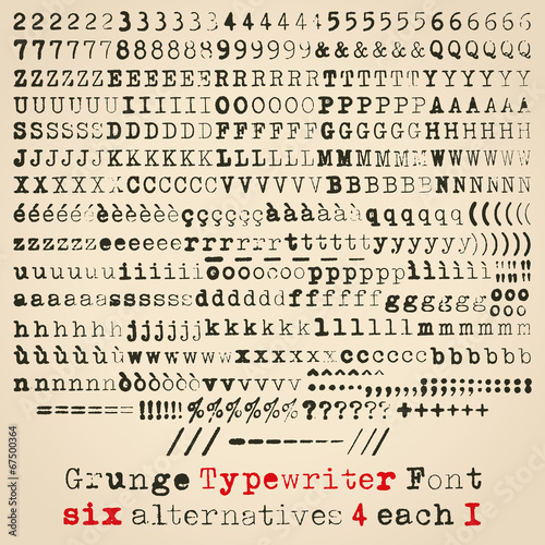 Grunge typewriter font Buy this stock vector and explore similar