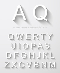 Classic alphabet with modern long shadow effect.