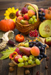 Autumn harvest - fresh fruits in the basket