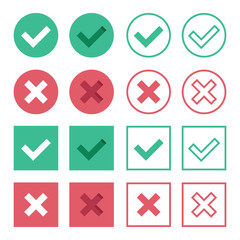 Aufkleber - Vector Set of Flat Design Check Marks Icons