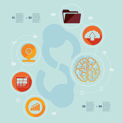 Poster - Set of flat icons. Business concept