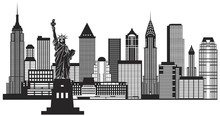 New York City Skyline Black And White Illustration Vector