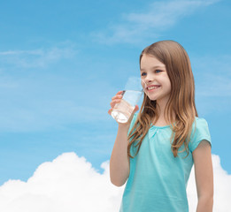 Sticker - smiling little girl with glass of water