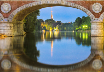 Wall Mural - Turin (Torino), river Po and Mole Antonelliana