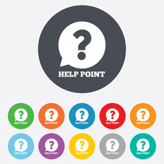Poster - help point sign icon. question symbol.