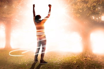 Sticker - Composite image of cheering football fan