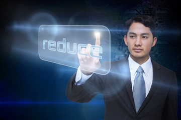 Aufkleber - Businessman pointing to word reduce