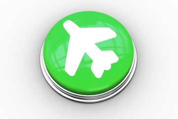 Poster - Composite image of airplane graphic on button
