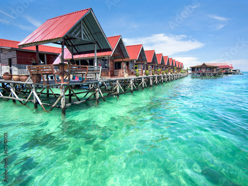 Fotografía Bungalows on Mabul Island, Sabah, Malaysia