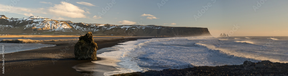 Black beach of Dyrholaey, Vik, Iceland - obrazy, fototapety, plakaty 